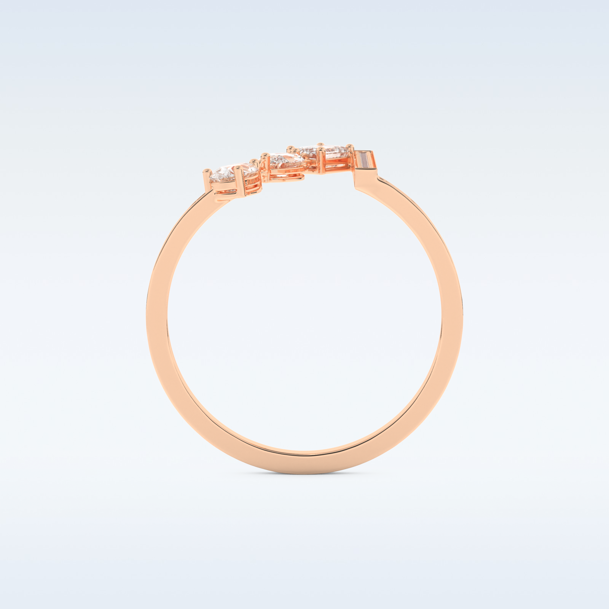 Three Stone Wedding Band with 0.56 CT Pear, Round, Emerald & Marquise Cut Moissanite