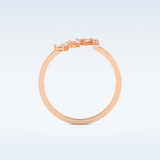 Three Stone Wedding Band with 0.56 CT Pear, Round, Emerald & Marquise Cut Moissanite