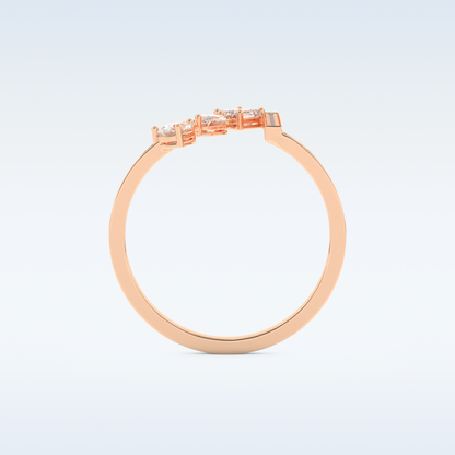 Three Stone Wedding Band with 0.56 CT Pear, Round, Emerald & Marquise Cut Moissanite