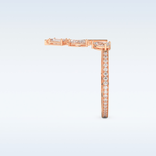 Three Stone Wedding Band with 0.56 CT Pear, Round, Emerald & Marquise Cut Moissanite