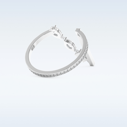 Three Stone Wedding Band with 0.56 CT Pear, Round, Emerald & Marquise Cut Moissanite