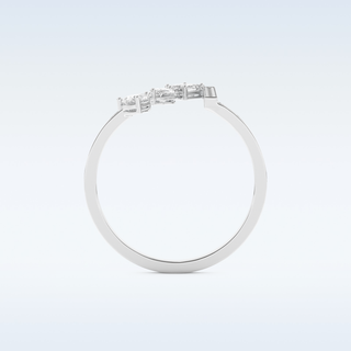 Three Stone Wedding Band with 0.56 CT Pear, Round, Emerald & Marquise Cut Moissanite