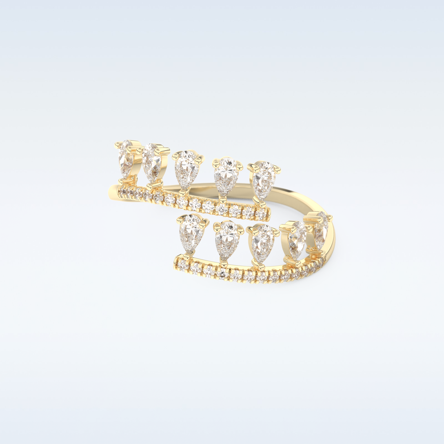 Open Shank Wedding Band with 0.69 CT Round & Pear Cut Moissanite