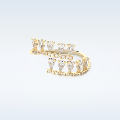 Open Shank Wedding Band with 0.69 CT Round & Pear Cut Moissanite