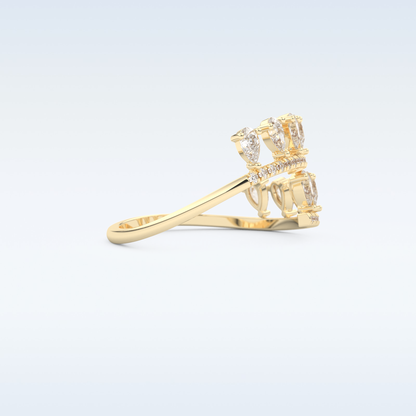 Open Shank Wedding Band with 0.69 CT Round & Pear Cut Moissanite