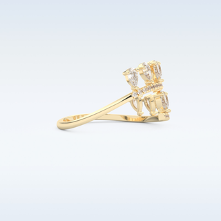 Open Shank Wedding Band with 0.69 CT Round & Pear Cut Moissanite