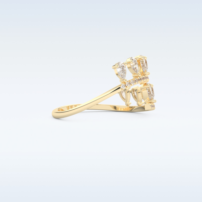 Open Shank Wedding Band with 0.69 CT Round & Pear Cut Moissanite