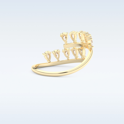 Open Shank Wedding Band with 0.69 CT Round & Pear Cut Moissanite