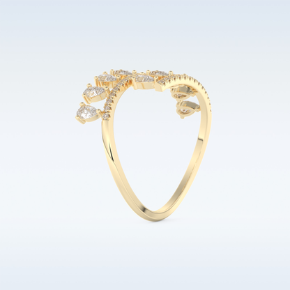 Open Shank Wedding Band with 0.69 CT Round & Pear Cut Moissanite