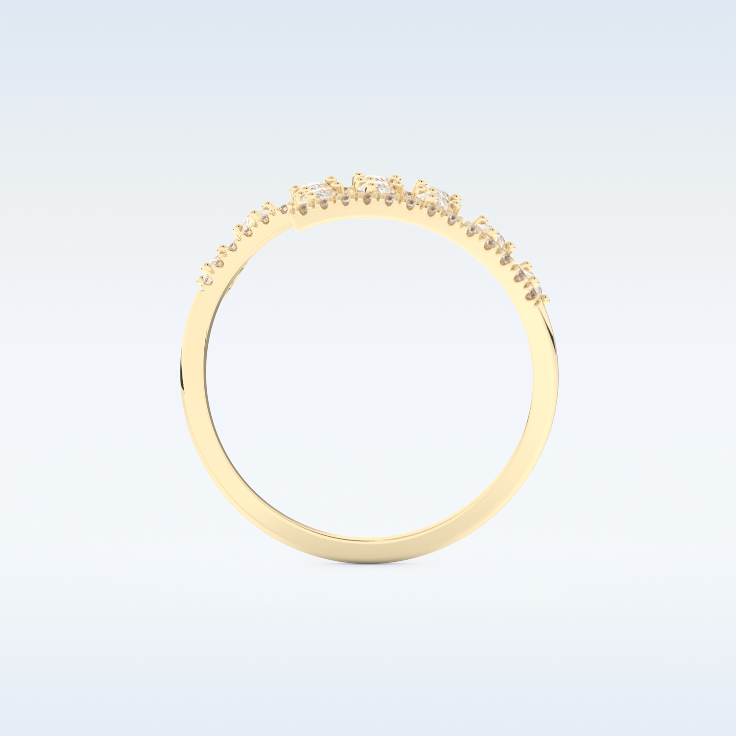 Open Shank Wedding Band with 0.69 CT Round & Pear Cut Moissanite