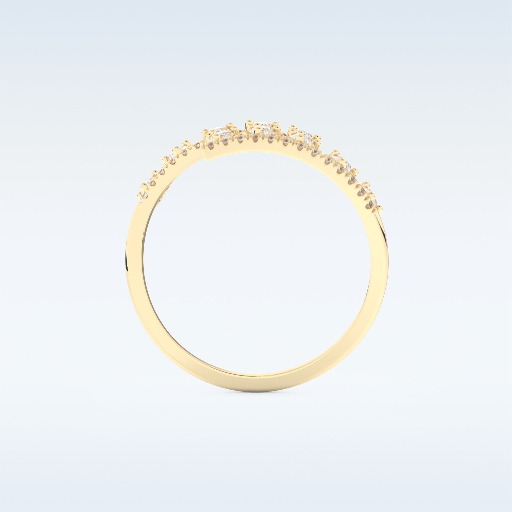 Open Shank Wedding Band with 0.69 CT Round & Pear Cut Moissanite