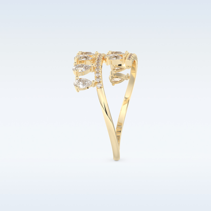 Open Shank Wedding Band with 0.69 CT Round & Pear Cut Moissanite