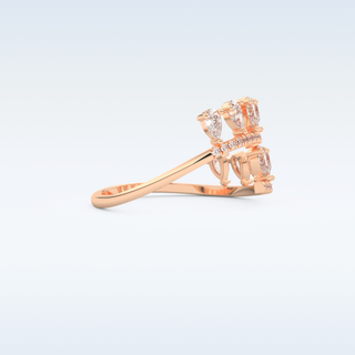 Open Shank Wedding Band with 0.69 CT Round & Pear Cut Moissanite