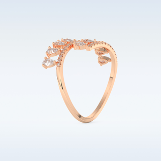 Open Shank Wedding Band with 0.69 CT Round & Pear Cut Moissanite