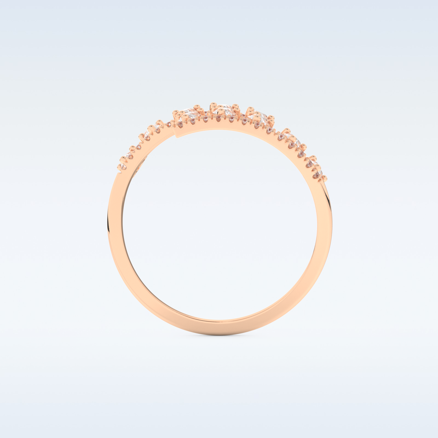 Open Shank Wedding Band with 0.69 CT Round & Pear Cut Moissanite