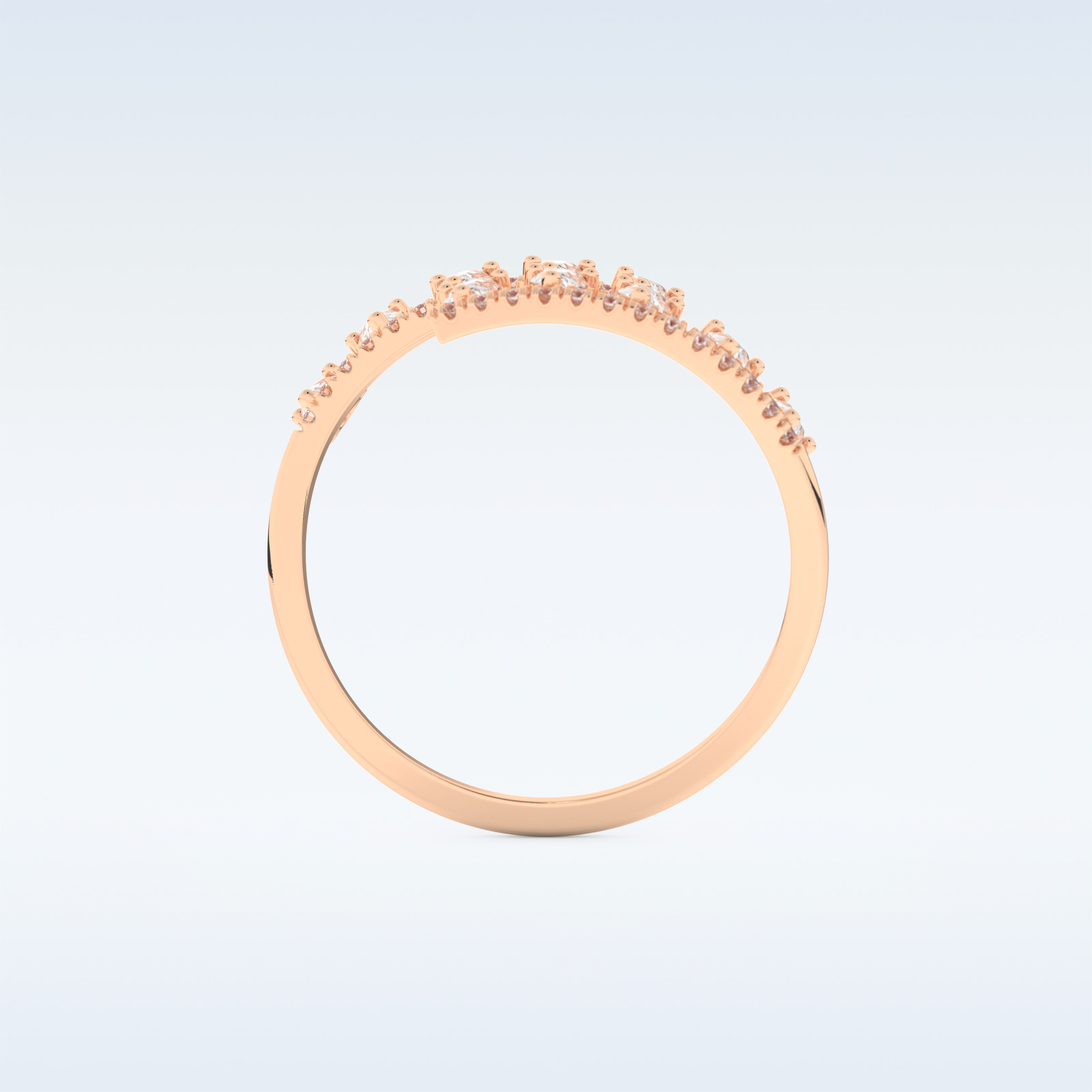 Open Shank Wedding Band with 0.69 CT Round & Pear Cut Moissanite