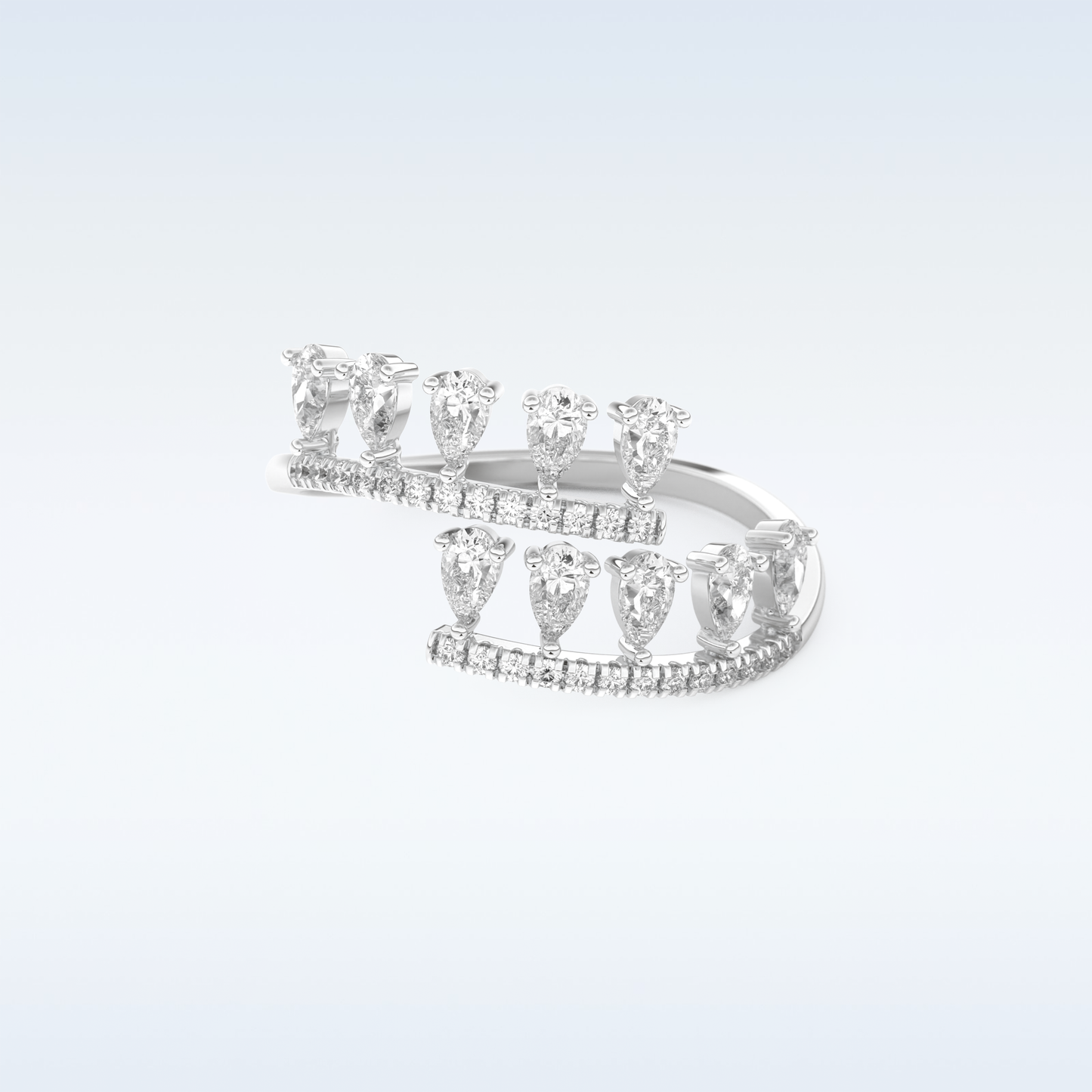 Open Shank Wedding Band with 0.69 CT Round & Pear Cut Moissanite