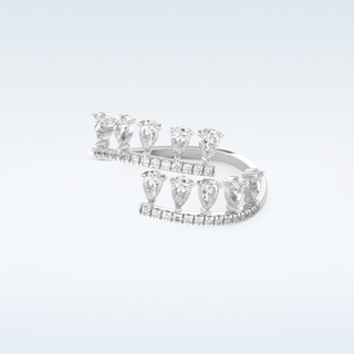 Open Shank Wedding Band with 0.69 CT Round & Pear Cut Moissanite