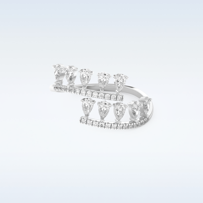 Open Shank Wedding Band with 0.69 CT Round & Pear Cut Moissanite