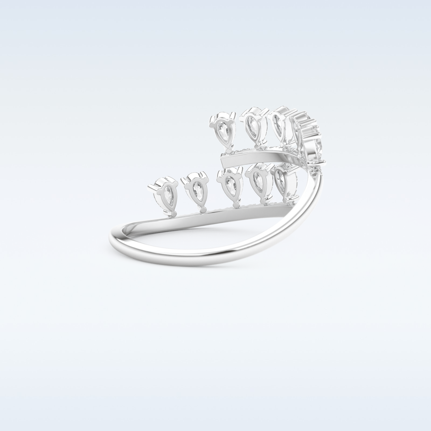 Open Shank Wedding Band with 0.69 CT Round & Pear Cut Moissanite