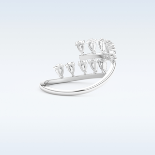 Open Shank Wedding Band with 0.69 CT Round & Pear Cut Moissanite