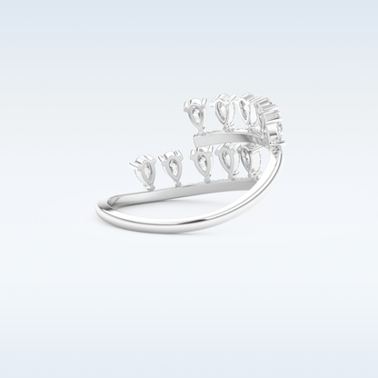 Open Shank Wedding Band with 0.69 CT Round & Pear Cut Moissanite