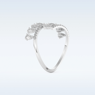 Open Shank Wedding Band with 0.69 CT Round & Pear Cut Moissanite