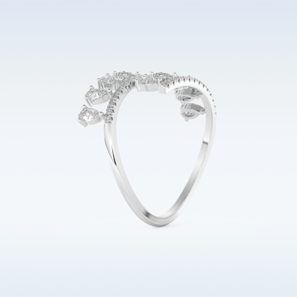 Open Shank Wedding Band with 0.69 CT Round & Pear Cut Moissanite