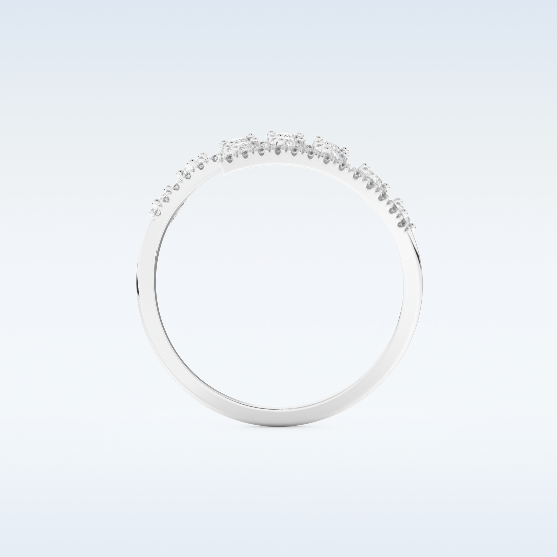 Open Shank Wedding Band with 0.69 CT Round & Pear Cut Moissanite