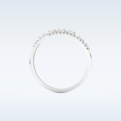 Open Shank Wedding Band with 0.69 CT Round & Pear Cut Moissanite