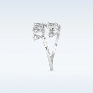 Open Shank Wedding Band with 0.69 CT Round & Pear Cut Moissanite