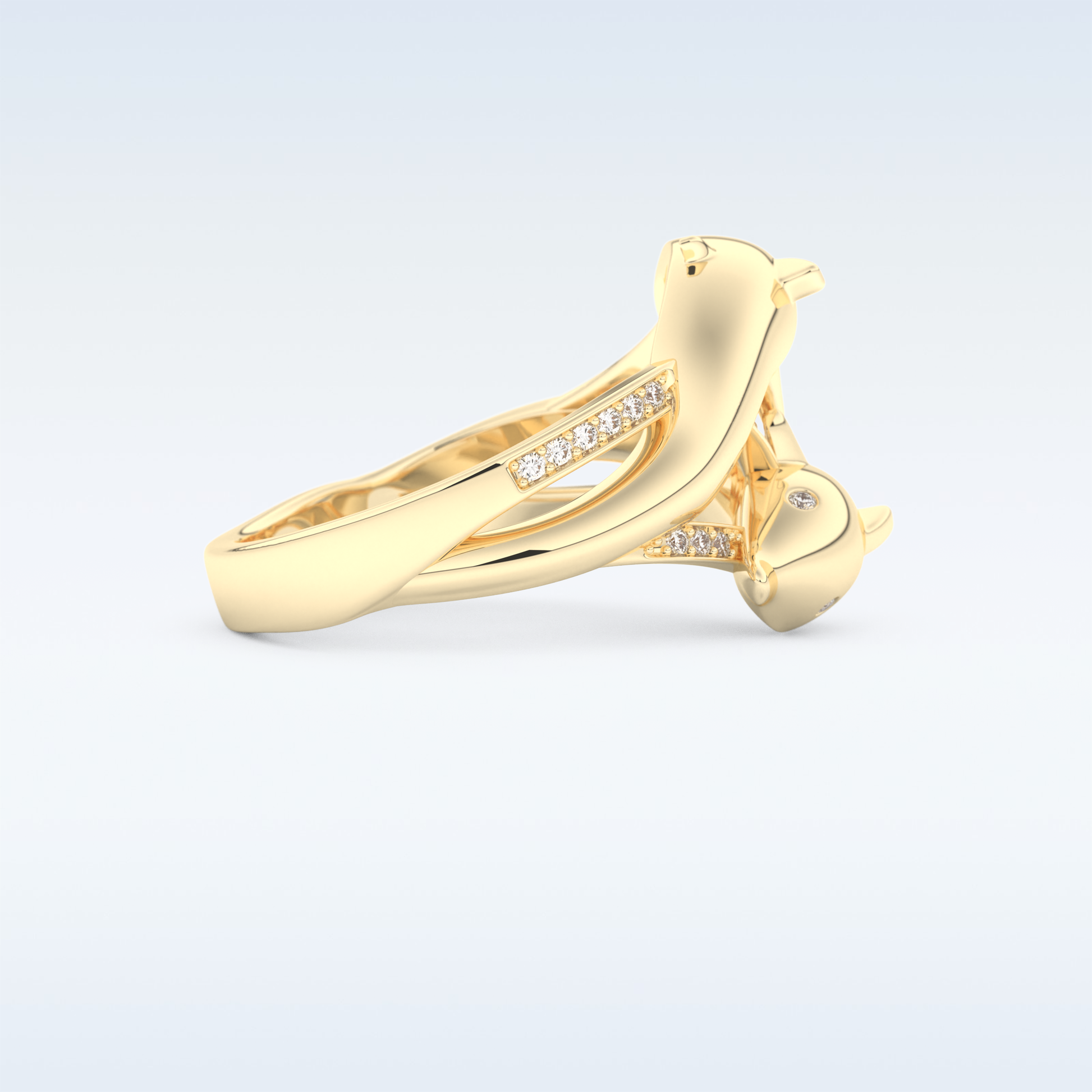 Split Shank Wedding Band with 0.11 CT Round Cut Moissanite