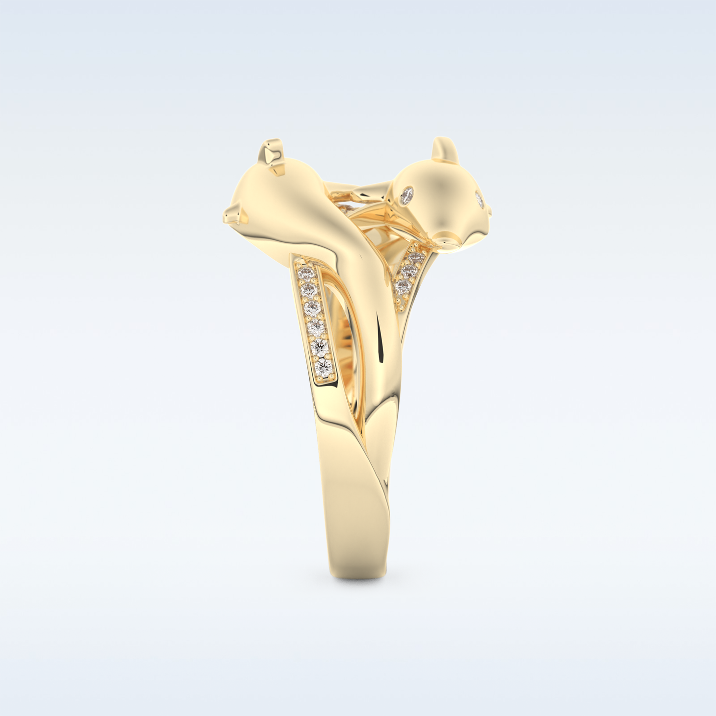 Split Shank Wedding Band with 0.11 CT Round Cut Moissanite