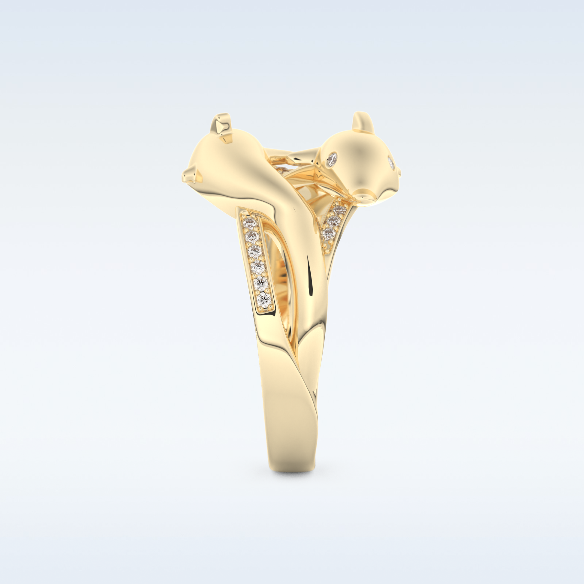 Split Shank Wedding Band with 0.11 CT Round Cut Moissanite