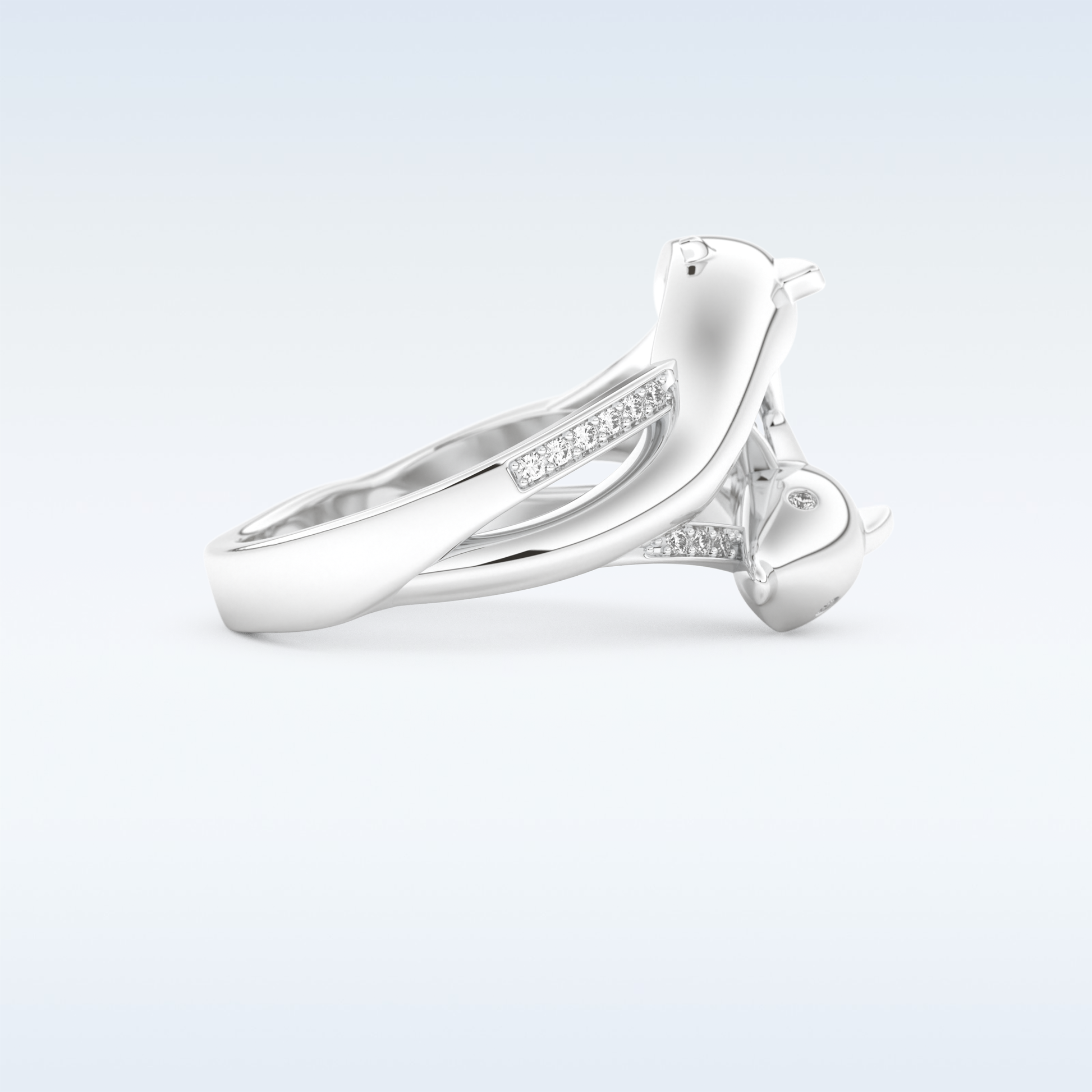 Split Shank Wedding Band with 0.11 CT Round Cut Moissanite