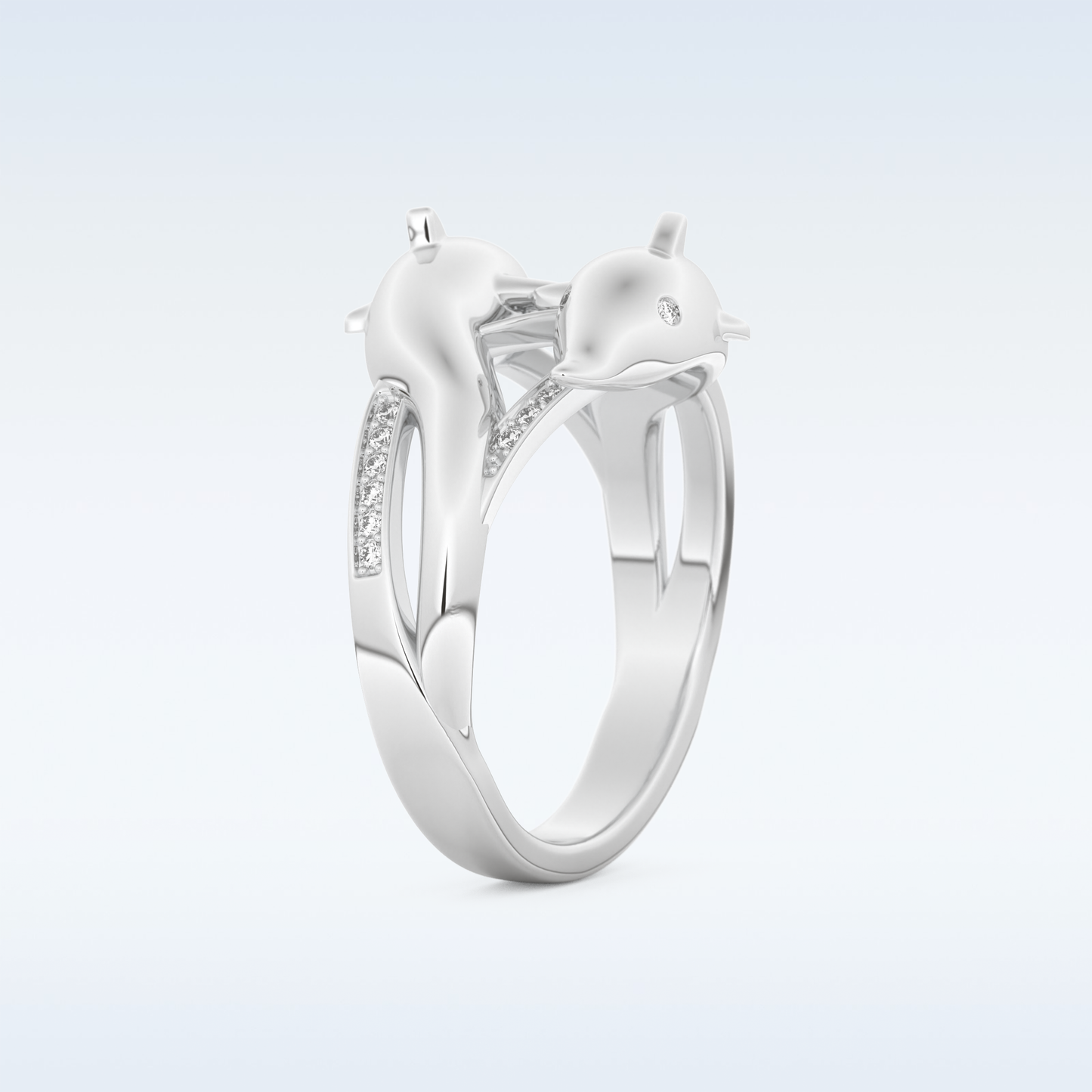 Split Shank Wedding Band with 0.11 CT Round Cut Moissanite