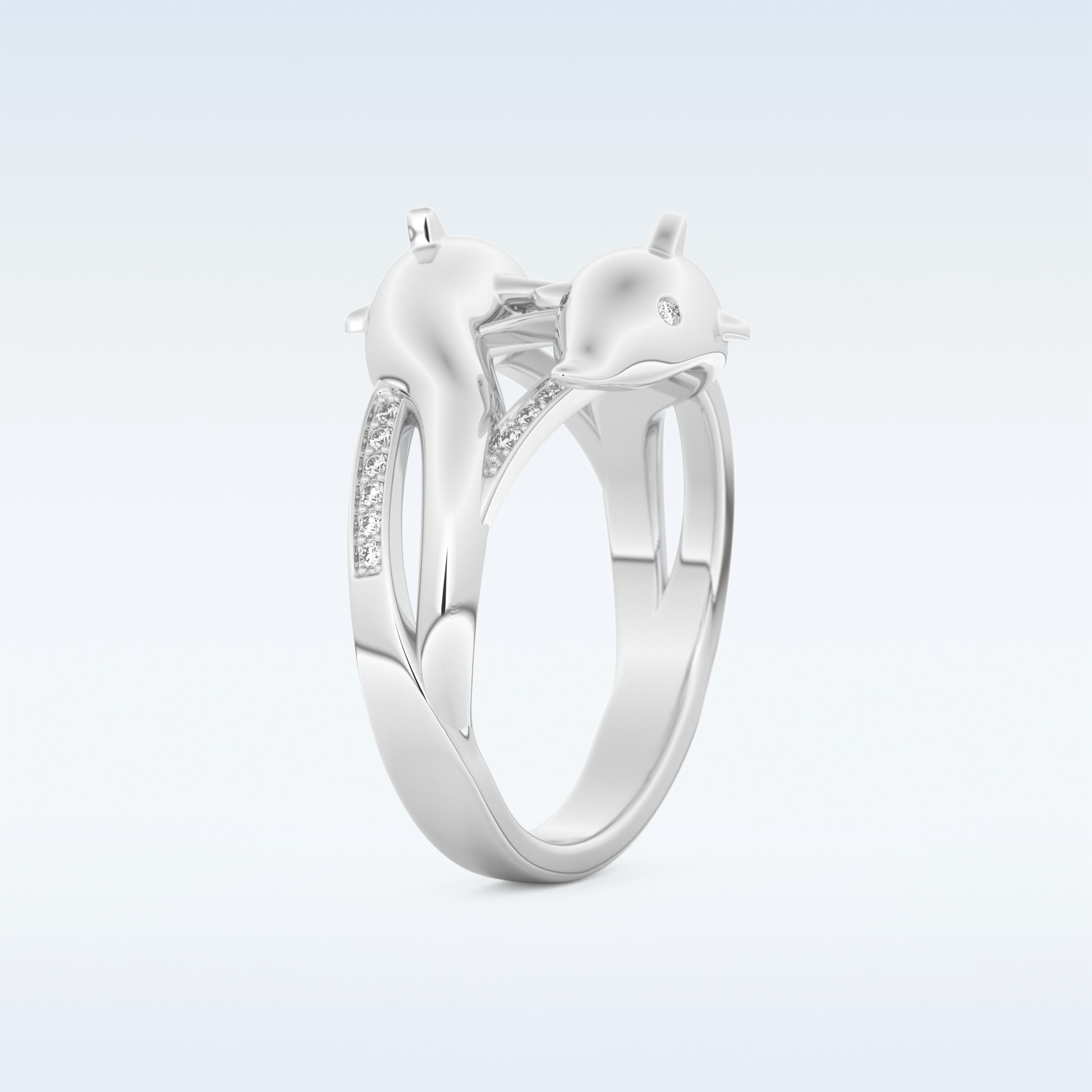 Split Shank Wedding Band with 0.11 CT Round Cut Moissanite