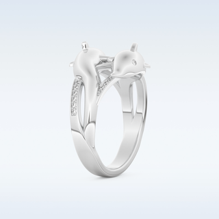 Split Shank Wedding Band with 0.11 CT Round Cut Moissanite