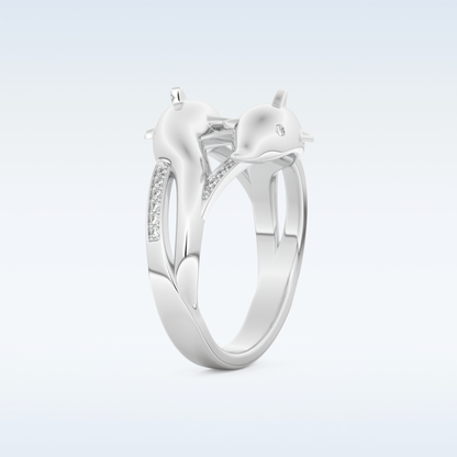 Split Shank Wedding Band with 0.11 CT Round Cut Moissanite