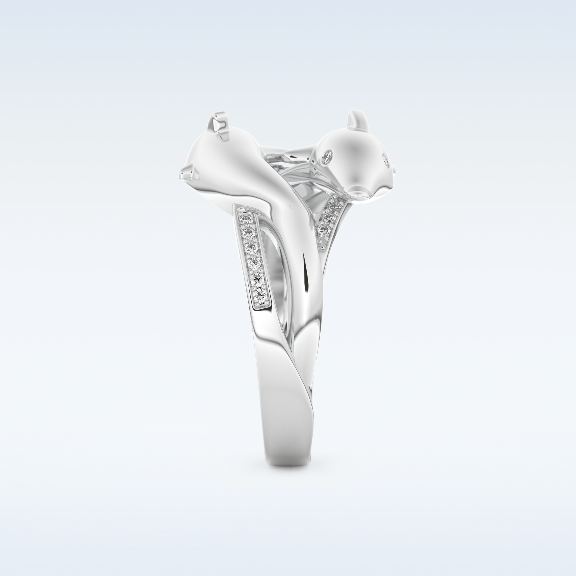 Split Shank Wedding Band with 0.11 CT Round Cut Moissanite