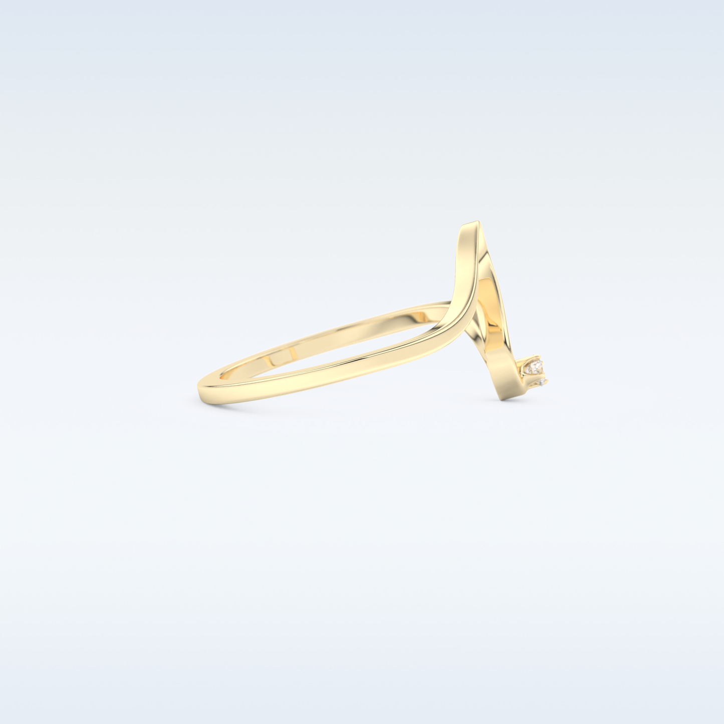 Wave Shaped Wedding Band with 0.20 CT Round Cut Moissanite