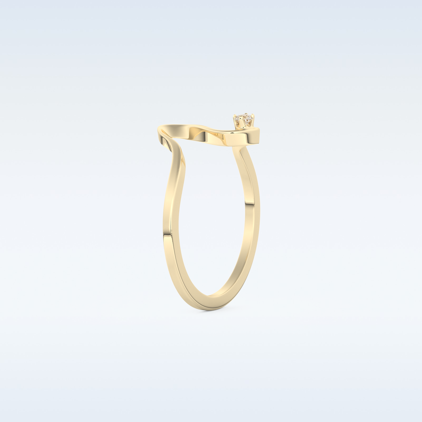 Wave Shaped Wedding Band with 0.20 CT Round Cut Moissanite