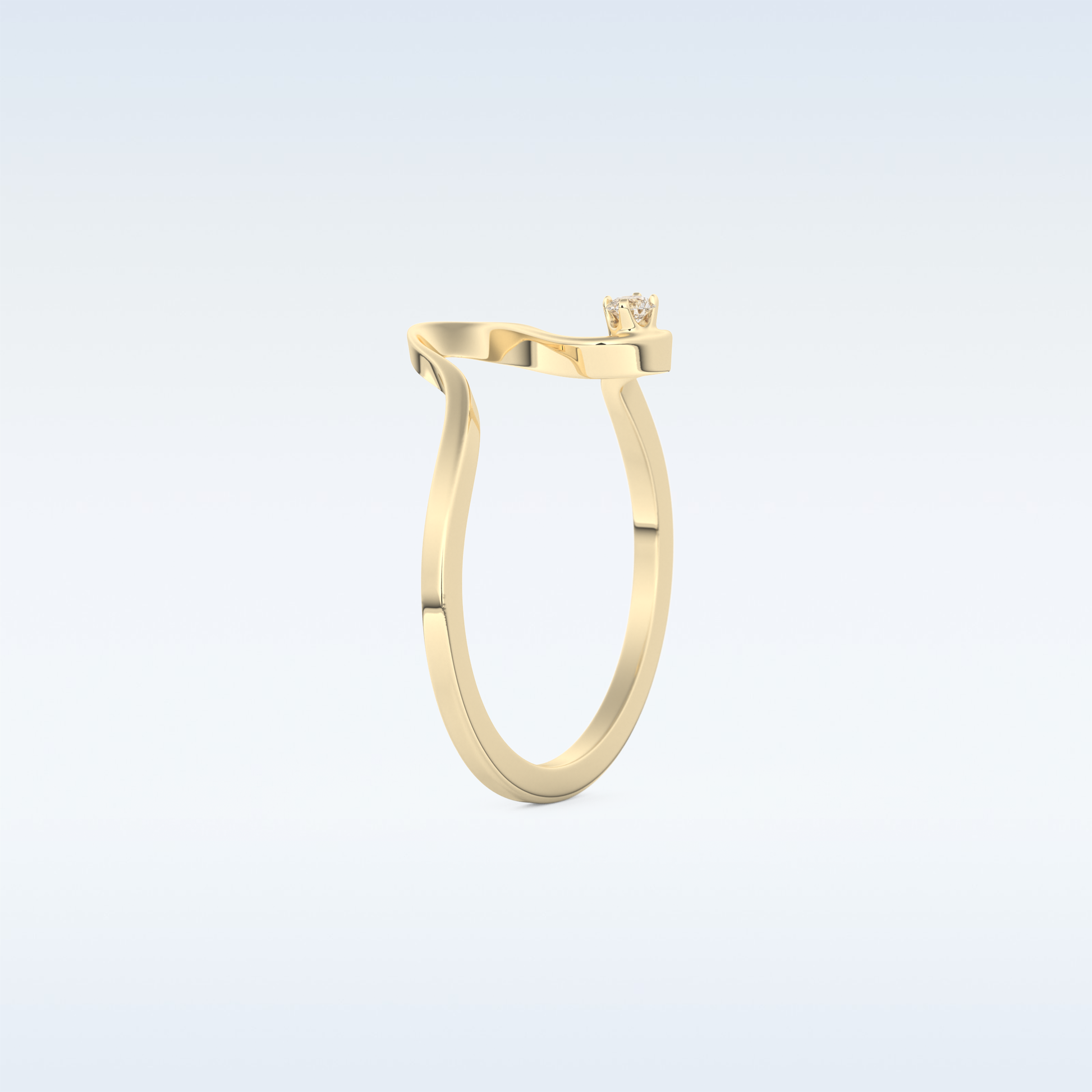 Wave Shaped Wedding Band with 0.20 CT Round Cut Moissanite