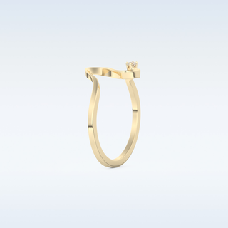 Wave Shaped Wedding Band with 0.20 CT Round Cut Moissanite