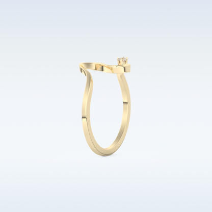 Wave Shaped Wedding Band with 0.20 CT Round Cut Moissanite