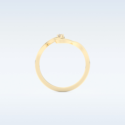 Wave Shaped Wedding Band with 0.20 CT Round Cut Moissanite