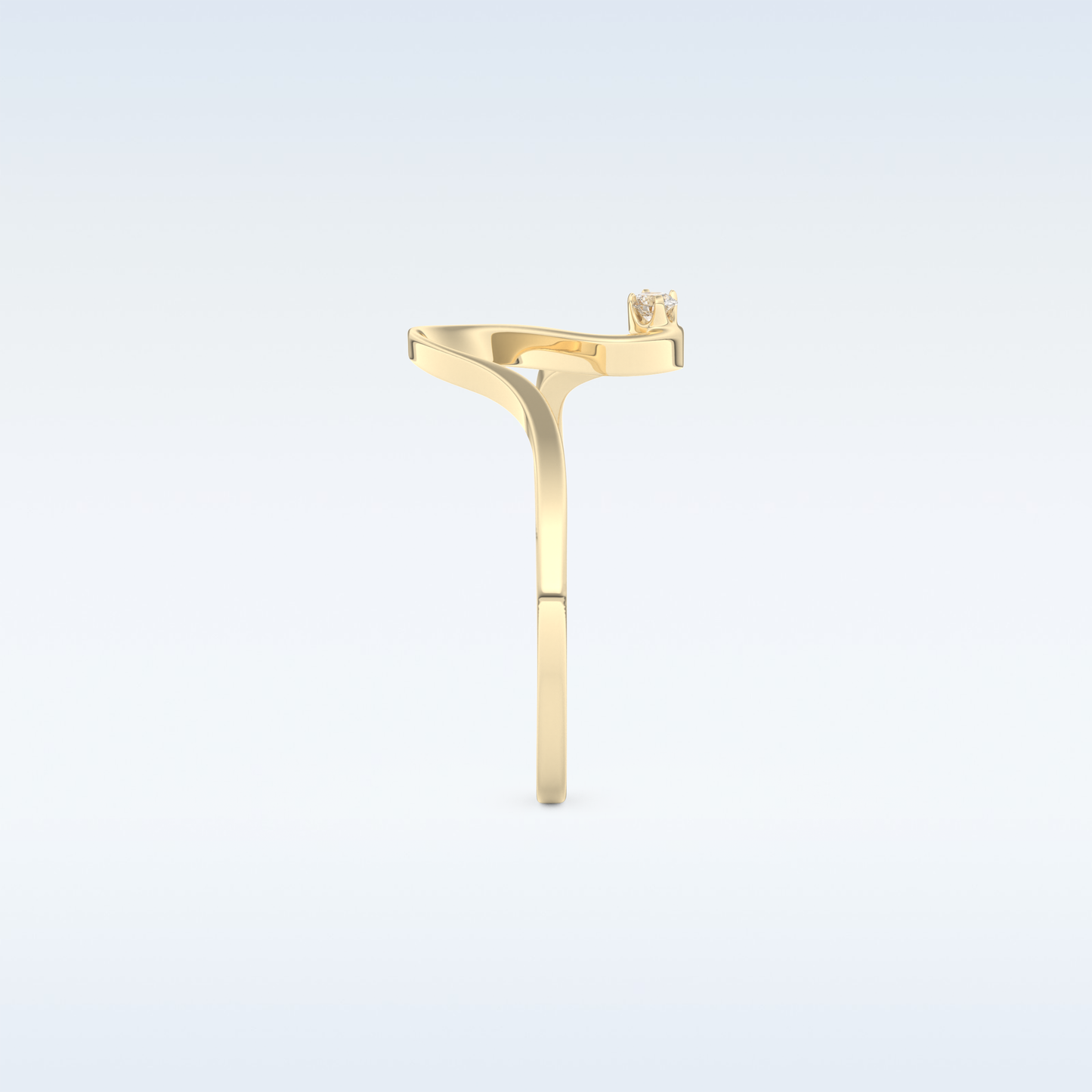 Wave Shaped Wedding Band with 0.20 CT Round Cut Moissanite