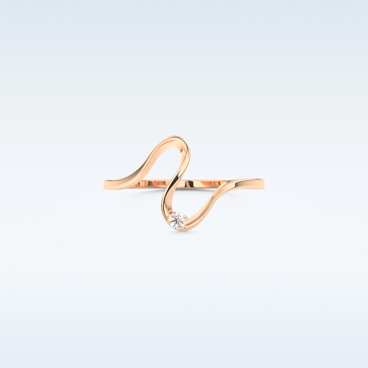 Wave Shaped Wedding Band with 0.20 CT Round Cut Moissanite