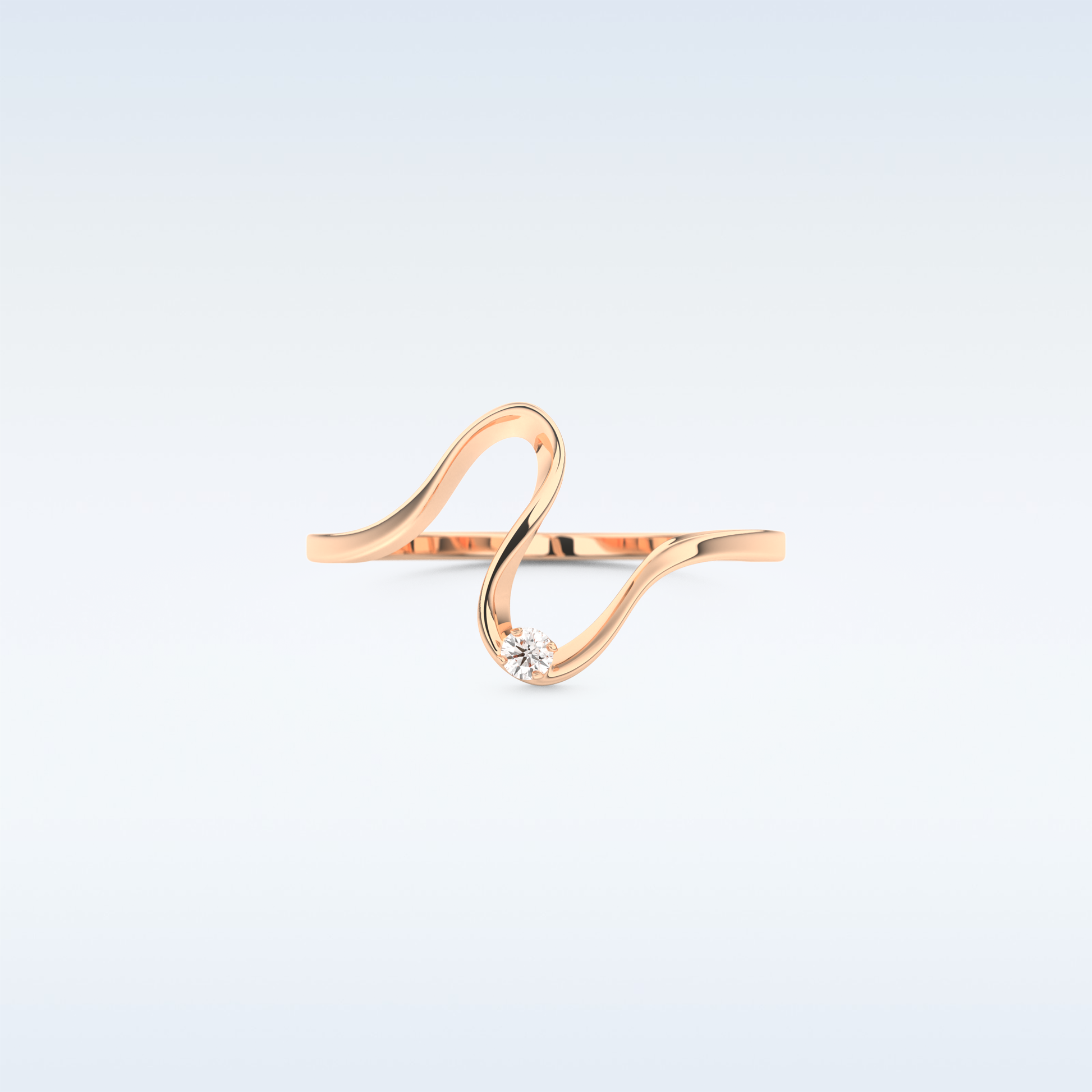 Wave Shaped Wedding Band with 0.20 CT Round Cut Moissanite