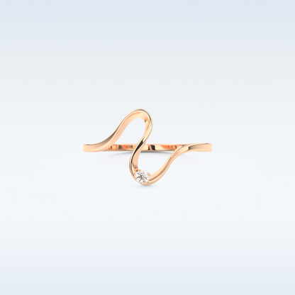 Wave Shaped Wedding Band with 0.20 CT Round Cut Moissanite